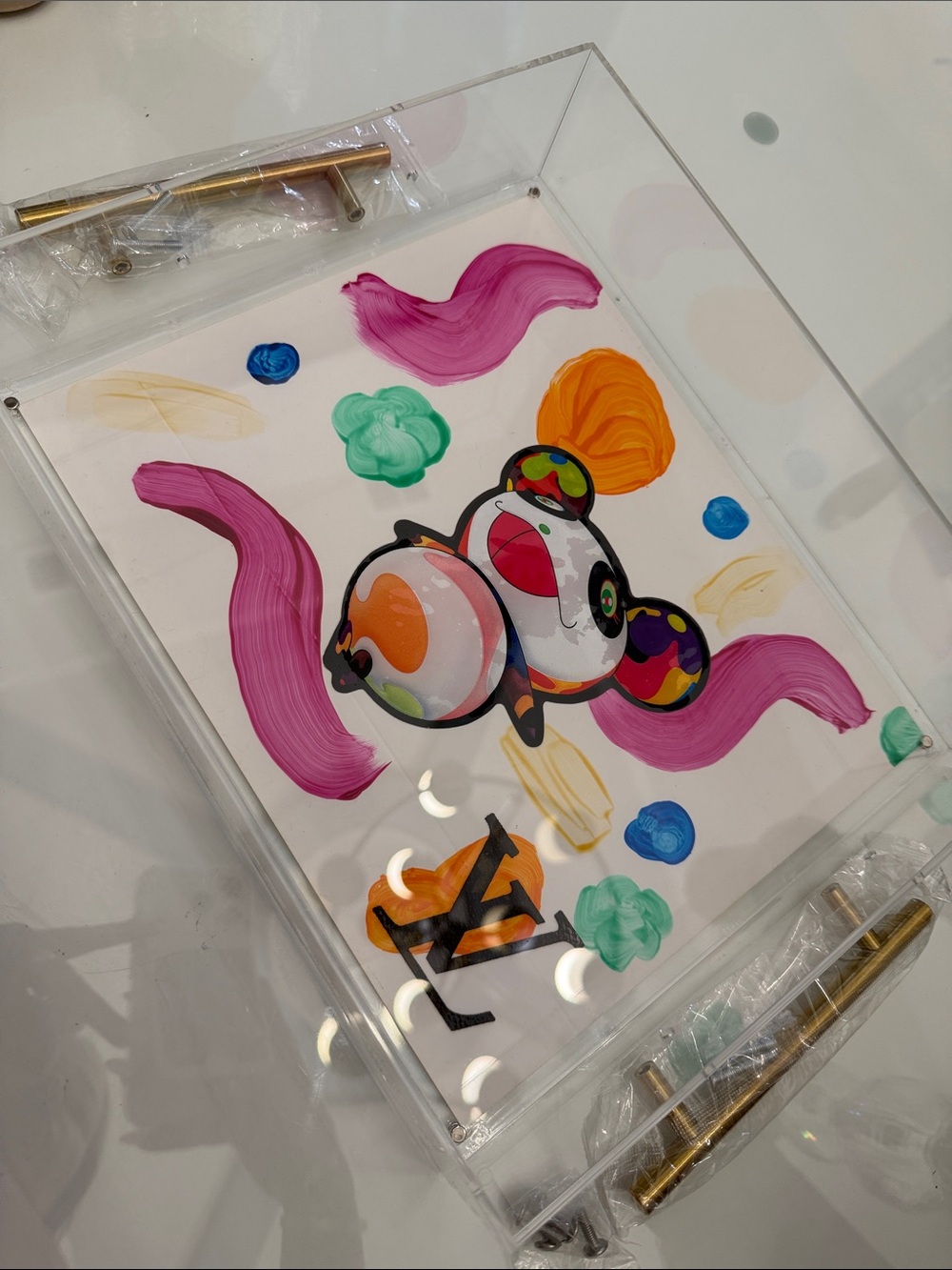 LV up cycled Murakami art tray